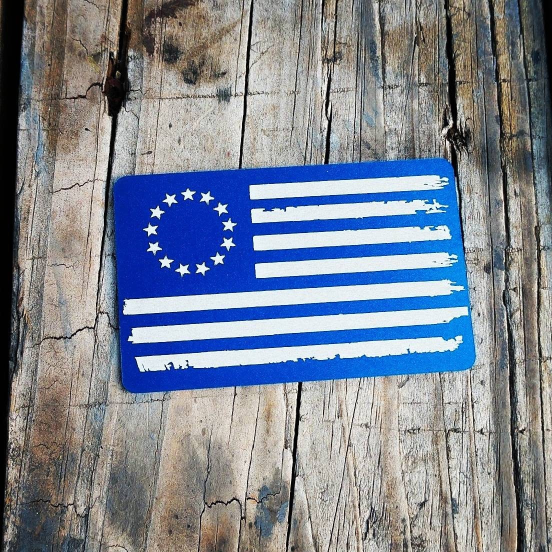 2 PCS Metal Miranda Card With Torn American Flag On The Back, Black - View #2