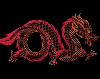 Oriental Dragon - In The Hoop Machine Embroidery Motif - Instant download