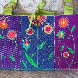Flower Power - Patrón de bolso de mano Paquete de diseño de bordado digital + tutorial