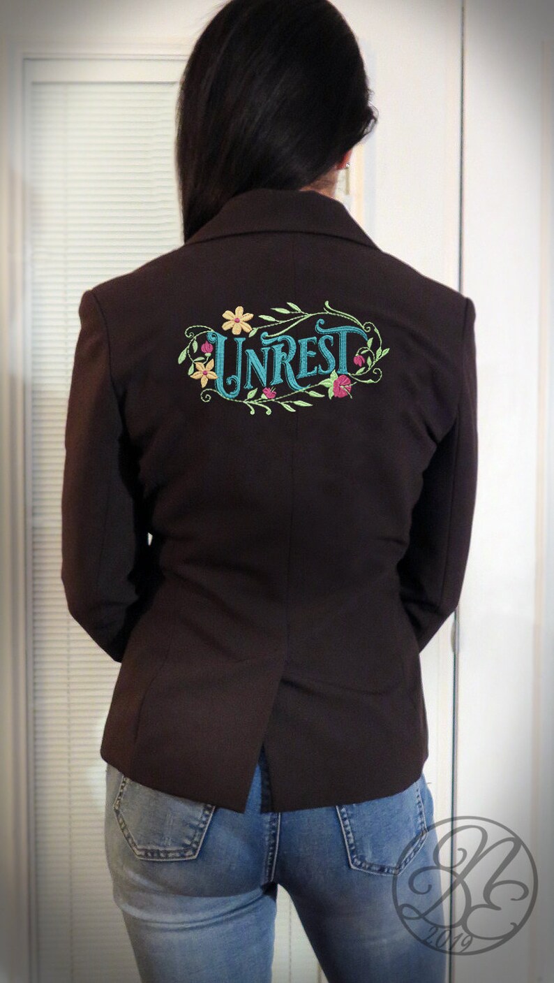 Unrest Ironic In the hoop machine embroidery file Instant download 2 size pack Digital Embroidery