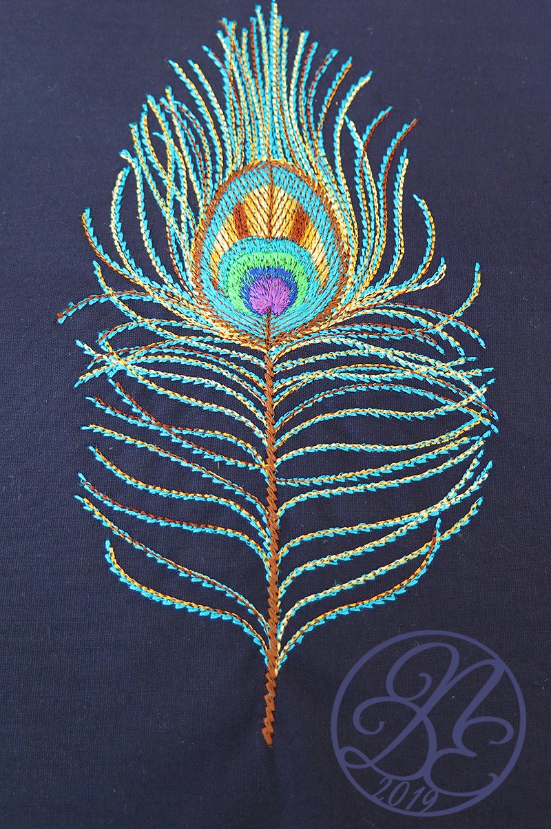 Digital Embroidery : Peacock Feathers in the Hoop Machine | Etsy