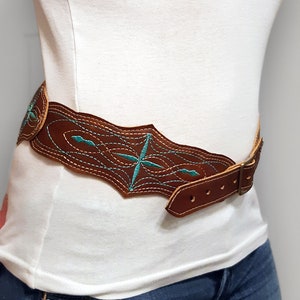 Digital Embroidery : Western style embroidered belt and cuff - In the hoop machine embroidery file pack - Instant download