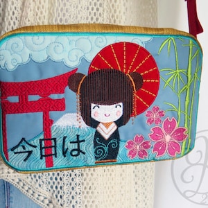 Broderie numérique : Sac amusant pour cartes postales du Japon - Fichier de broderie machine dans le cerceau - Téléchargement numérique instantané