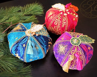 Digitale borduurbestanden Kerstbal Tafelornament In the Hoop-ontwerppakket