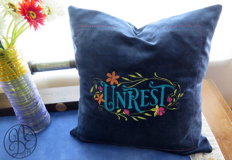 Unrest Ironic In the hoop machine embroidery file Instant download 2 size pack Digital Embroidery