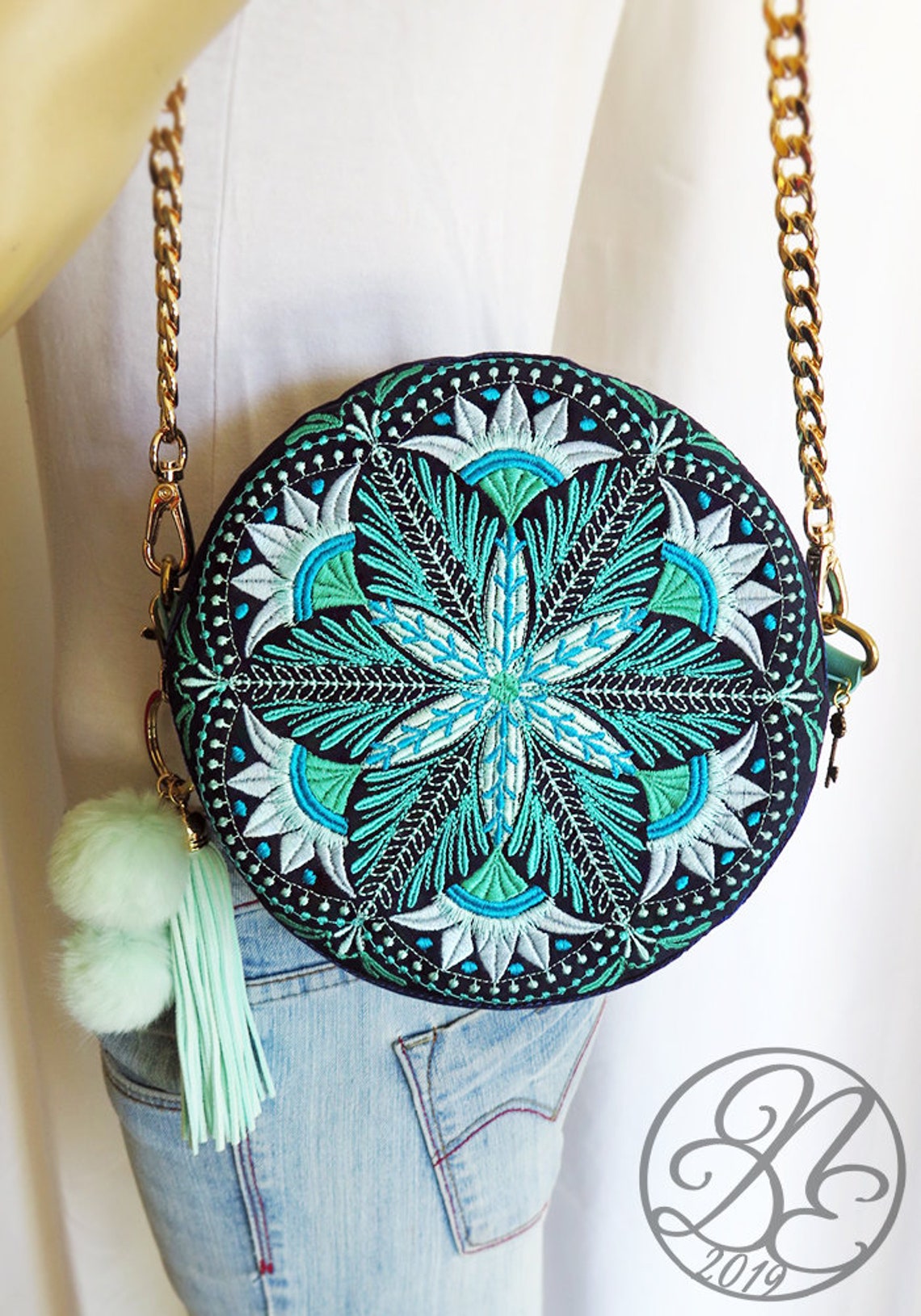 Digital Embroidery : Mandala Rosace DIY Round Purse Digital - Etsy