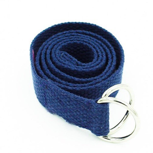 D-Ring Cotton Webbing Boys Navy Blue Belt - Cotton Canvas Webbing Belt for Girls - Kids School Uniform Style Web Belt