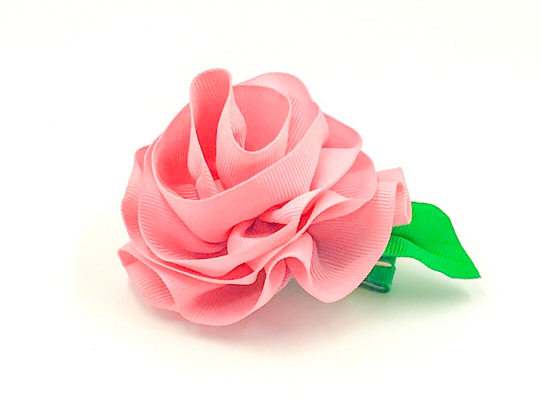 Pink Flower Ribbon Hair Clip Peony Pink Floral Accesorios para niñas