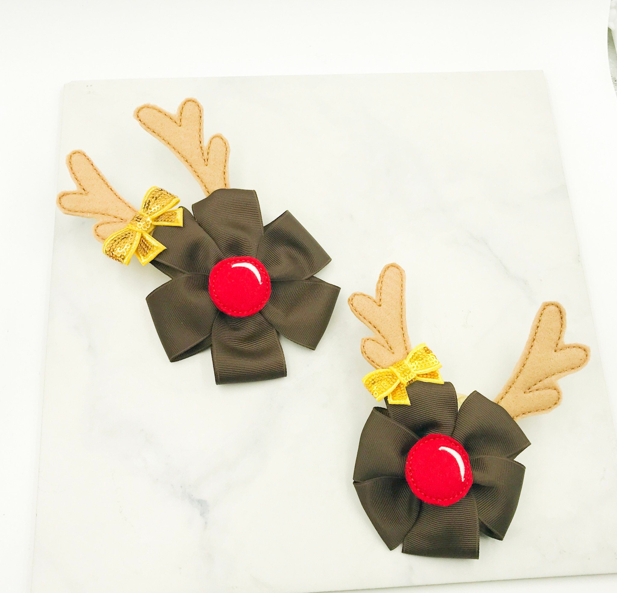 Amosfun Glitzer-Haarspangen Für Mädchen | 4 Stück Mit Rentier-Geweih & Blumen-Design | Perfect Für Weihnachten & Partys