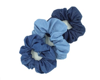 Blue Denim Hair Scrunchies - Blue Cotton Scrunchies Accessories - Fabric Arm Bracelet