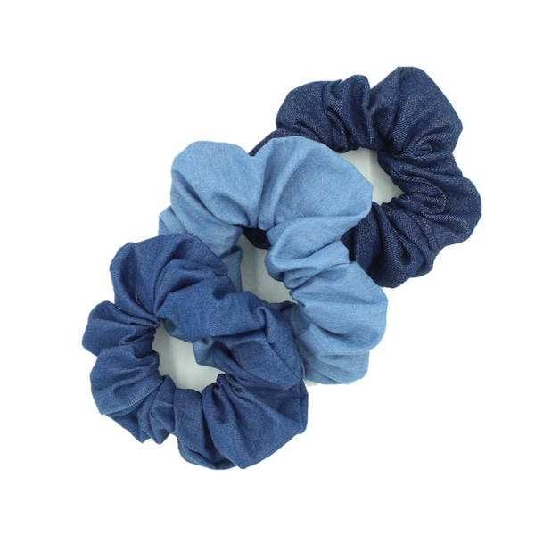 Blue Denim Hair Scrunchies - Blue Cotton Scrunchies Accessories - Fabric Arm Bracelet