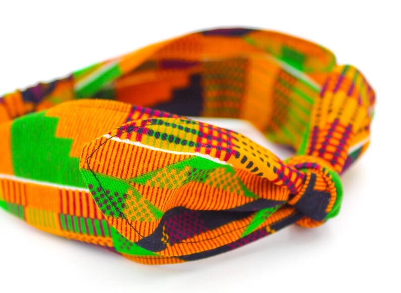 Orange Kente Cloth Top Knot Headband Kente Printed Headband Etsy
