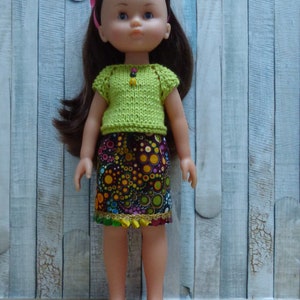 Clothes for 33 cm doll for Mini Maru & Friends, Little Darling, Chérie de Corolle, Paola Reina, Minouche 13 inches TOP summer cotton SKIRT