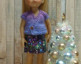 OUTFIT set for 25 cm doll BONEKA 10" Top and Skirt...Corolle Girl 11", Li' l Dreamer Effner SKIRT and Shiny purple wrap-over