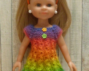 Multicolored DRESS clothing for 33 cm doll for Little Darling, Mini Maru & Friends, Chérie de Corolle, Paola Reina, Minouche, 13 inches