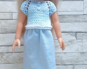 33 cm doll clothes for Mini Maru & Friends, Little Darling, Chérie de Corolle, Paola Reina, Minouche 13 inch summer TOP and SKIRT