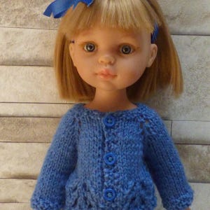 BLUE cardigan for 33 cm doll Chérie de Corolle Paola Reina Mini Maru Little Darlings (13 inches) Blue sweater Clothing