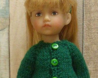 GILET sweater doll 25 cm BONEKA 10" or Corolle Girl 11" or Li' l Dreamer Effner Dark GREEN vest Cardigan