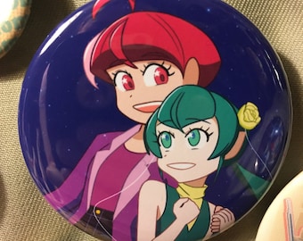 Star Twinkle Precure 2.25" Button - Timeskip Hikaru and Lala - OLD (read description)
