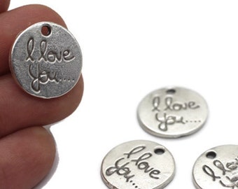 Je t’aime charmer | Pendentif | argent | de charmes d’argent cadeaux de la Saint-Valentin | Pendentifs en argent | Charmes d’amour | Cadeau personnalisé