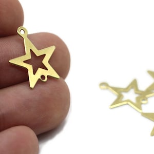 Raw Brass Star Charm | Personalized Gift | Dainty Necklace | Brass Stars Pendant | Minimalist Necklace | Gift For Her | Delicate Necklace