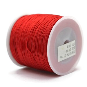 Cordón de nailon rojo con nudo chino de 0,8 MM, cordón de pulsera de macramé con carrete de 100 yardas, cordón de Kumihimo con cuentas de Shamballa, cordón de elevación de sombra trenzado TN