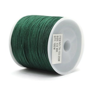 0.8MM Chinese Knot Green Nylon Cord, 100 Yards Spool Macrame Bracelet Cording, Shamballa Beading Kumihimo String, Braided Shade Lift Cord TN