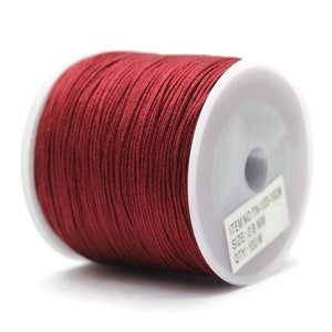0.8MM Chinese Knot Bordeaux Nylon Cord, 100 Yards Spool Macrame Bracelet Cording, Shamballa Beading Kumihimo String, Shade Lift Cord TN