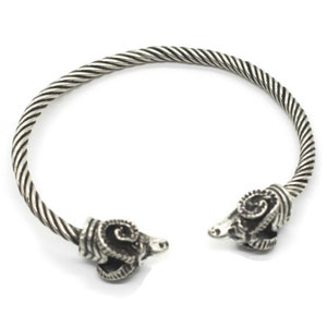 Adjustable Matt Silver Plated With Ram Head Bracelet  | Adjustable Copper Bangle | Twisted Bracelet | Silver Bangle Bracelets For Women