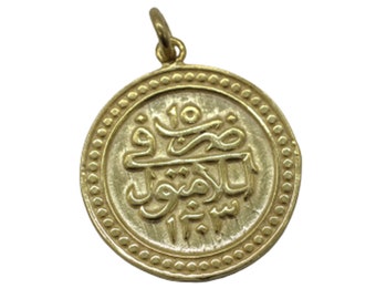 925 Sterling Silver Gold Plated Arabic Charm | Silver Pendant | Silver Charm  |Medallion Pendant | Silver Pendant| Message Charms