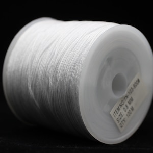 0.8MM Chinese Knot White Nylon Cord, 100 Yards Spool Macrame Bracelet Cording, Shamballa Beading Kumihimo String, Braided Shade Lift Cord TN