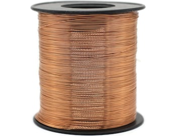 Alambre de cobre de 447 m (1460 pies), metal sólido crudo, envoltura de alambre artesanal suave, calibre 26 (0,4 mm), bobina y carrete de alambre de cobre sólido esmaltado WRRI