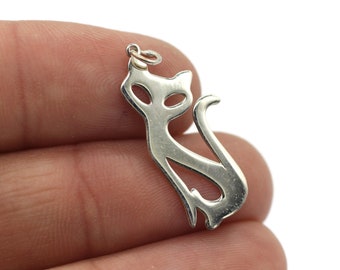 Mysterious Cat 925 Sterling Silver Charm | Personalized Gift | Gift For Cat Lovers | Women Necklace | Origami Cat | Animal Necklace