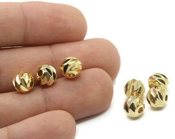 Shiny Gold Plated Huge Ball Beads | Personalized Supply | 6mm Space Beads | Ball Beads | Metal Beads | Bracelet Beads | Spacer Bead GNC