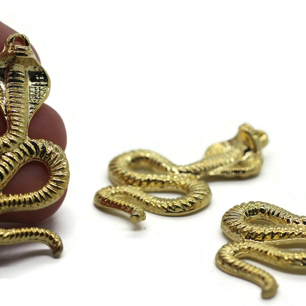 Shiny Gold Plated Cobra Kai Charms | Snake Pendant | Snake Necklace | Gold Snake Choker | Ouroboros Necklace | Cobra Jewelry