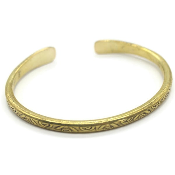 Adjustable Bronze Plated Brass Floral Design Bracelet | Bangle Bracelet | Flat Ending | Stacking Bangle | Brass Bangle Bracelets For Women