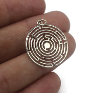 Labyrinth 925 Sterling Silver Charm | Dainty Necklace | Meditative Labyrinth Pendant| Labyrinth Necklace | Minimalist Necklace | Maze Charm