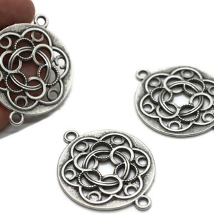 Antique Silver Plated Bohemian Flower Bracelet Charm | Bracelet Charm | Silver Charm | Dainty Necklace | Gift For Her | Bohemian Necklace
