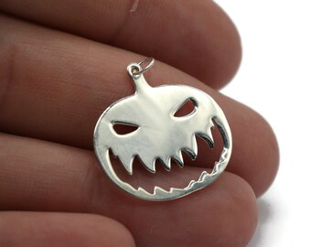 Halloween Pumpkin 925 Sterling Silver Necklace, Halloween Gift, Pumpkin Jewelry, Pumpkin Halloween Gifts Necklace, Halloween Accessories