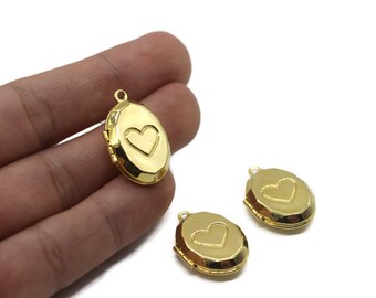 Gold Plated Love Heart Locket Necklace That Holds Pictures Polished Lockets Necklaces Birthday Gifts for Girls Boys | Memorial Necklace