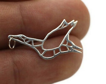 Albatross 925 Sterling Silver Charm | Personalized Gift | Dainty Necklace | Women Necklace | Origami Albatross | Animal Necklace