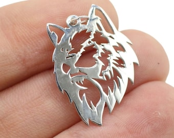 Wolf 925 Sterling Silver Charm | Dainty Necklace | Wolf Pendant | Wolf Necklace | Minimalist Necklace | Origami Wolf Gift
