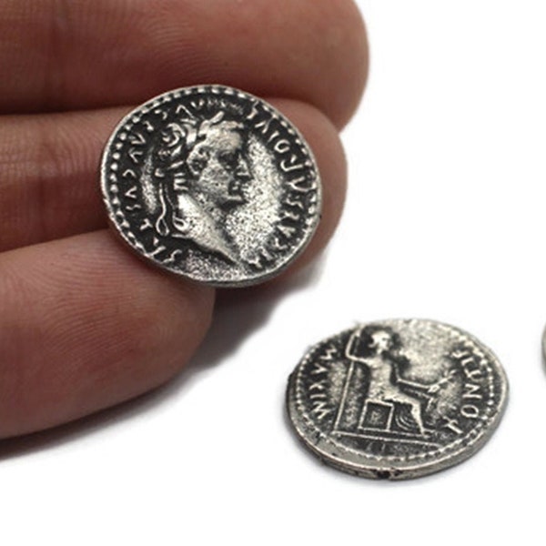 Roman Emperor Tiberius Coin Pendant,  Silver Pendant, Silver coin charm, Roman Pendants, Medallion Pendant, Caesar coins, Silver Coin, RCCP