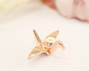 0875 Swan or Crane 30mm Gold Plated Die Cut Double Sided Bird Charms