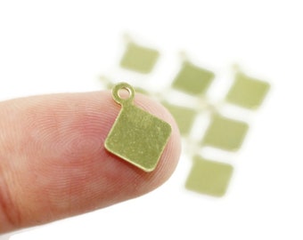 Raw Brass Square Stamping Tags, Findings, Charms, Tile blanks 9x12mm, Triangle charms, Geometric charms,