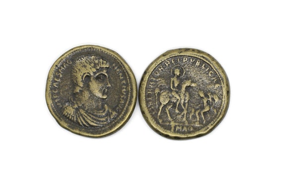 Antique Bronze Coins, Imp.magnentius 35 Mm Roman Empire Artifact