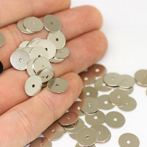 10 mm zilverkleurige ronde schijf, 10 mm stempeltag, munten, mid hole-munten, kleine cirkelbedels, SLVS