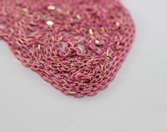 1.8x3 mm Pink chain link, brass chains,  loose chain, gold chain, - Tiny Metal Chains - Soldered Chain - Necklace Findings