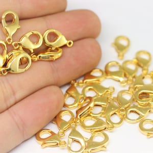 Gold Plated Lobster Clasp, Gold Plated Claw Clasp, 15 mm Claw Clasp, chain link, necklace clasp, bracelet clasp