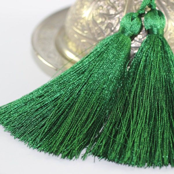 Dartmouth green Lux Tassels - 80 mm Long Thick Tassels - for your lovely diy crafts, jewelries and accessories PS020